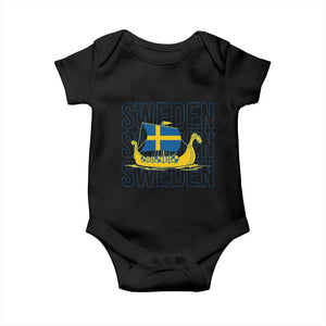 Swedish Viking Ship Sverige Sweden Flag Boat Viking Baby Onesie