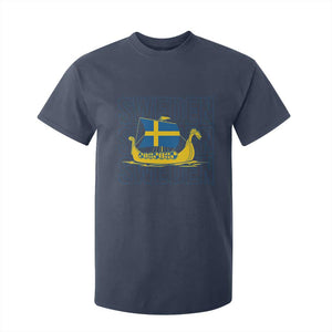 Swedish Viking Ship Sverige Sweden Flag Boat Viking T Shirt For Kid