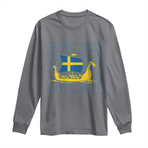 Swedish Viking Ship Sverige Sweden Flag Boat Viking Long Sleeve Shirt