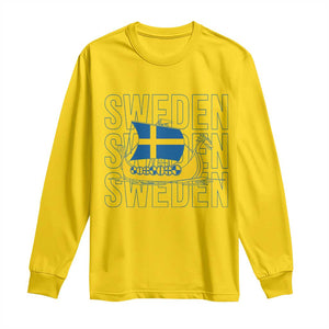 Swedish Viking Ship Sverige Sweden Flag Boat Viking Long Sleeve Shirt