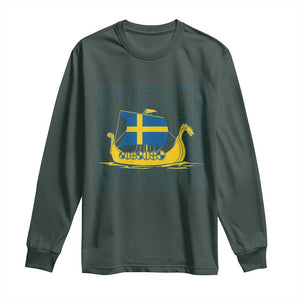 Swedish Viking Ship Sverige Sweden Flag Boat Viking Long Sleeve Shirt