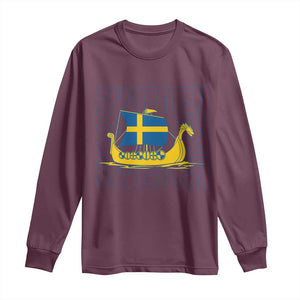 Swedish Viking Ship Sverige Sweden Flag Boat Viking Long Sleeve Shirt