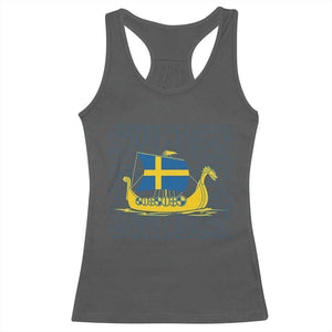 Swedish Viking Ship Sverige Sweden Flag Boat Viking Racerback Tank Top