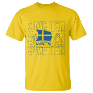 Swedish Viking Ship Sverige Sweden Flag Boat Viking T Shirt