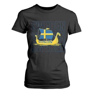 Swedish Viking Ship Sverige Sweden Flag Boat Viking T Shirt For Women