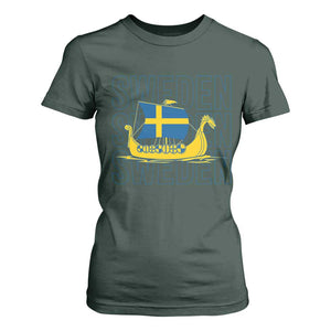 Swedish Viking Ship Sverige Sweden Flag Boat Viking T Shirt For Women
