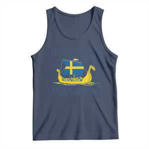 Swedish Viking Ship Sverige Sweden Flag Boat Viking Tank Top
