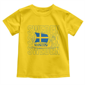 Swedish Viking Ship Sverige Sweden Flag Boat Viking Toddler T Shirt