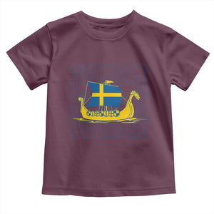 Swedish Viking Ship Sverige Sweden Flag Boat Viking Toddler T Shirt