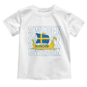 Swedish Viking Ship Sverige Sweden Flag Boat Viking Toddler T Shirt
