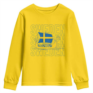 Swedish Viking Ship Sverige Sweden Flag Boat Viking Youth Sweatshirt