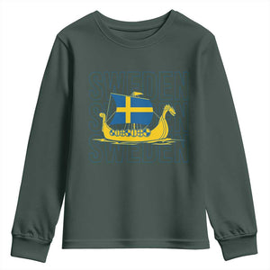 Swedish Viking Ship Sverige Sweden Flag Boat Viking Youth Sweatshirt