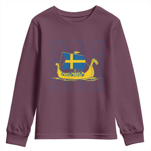Swedish Viking Ship Sverige Sweden Flag Boat Viking Youth Sweatshirt