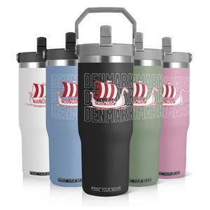 Denmark Flag Viking Ship Danes Danish Roots Dansk Denmark Flip Straw Tumbler