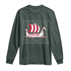 Denmark Flag Viking Ship Danes Danish Roots Dansk Denmark Long Sleeve Shirt