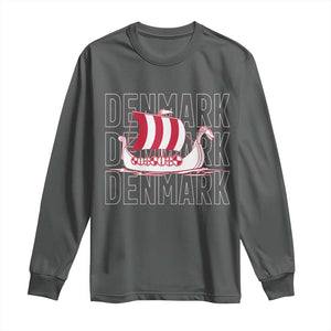 Denmark Flag Viking Ship Danes Danish Roots Dansk Denmark Long Sleeve Shirt