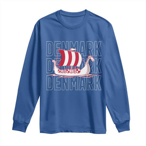 Denmark Flag Viking Ship Danes Danish Roots Dansk Denmark Long Sleeve Shirt
