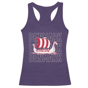 Denmark Flag Viking Ship Danes Danish Roots Dansk Denmark Racerback Tank Top