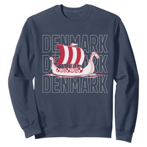 Denmark Flag Viking Ship Danes Danish Roots Dansk Denmark Sweatshirt