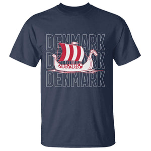 Denmark Flag Viking Ship Danes Danish Roots Dansk Denmark T Shirt