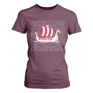 Denmark Flag Viking Ship Danes Danish Roots Dansk Denmark T Shirt For Women
