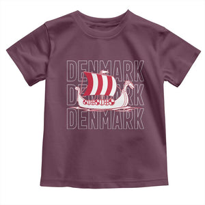 Denmark Flag Viking Ship Danes Danish Roots Dansk Denmark Toddler T Shirt