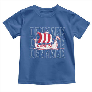 Denmark Flag Viking Ship Danes Danish Roots Dansk Denmark Toddler T Shirt