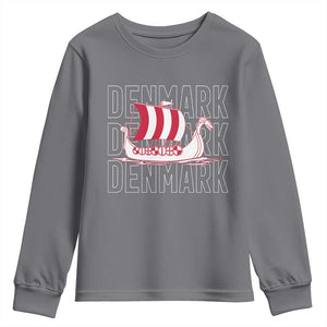 Denmark Flag Viking Ship Danes Danish Roots Dansk Denmark Youth Sweatshirt
