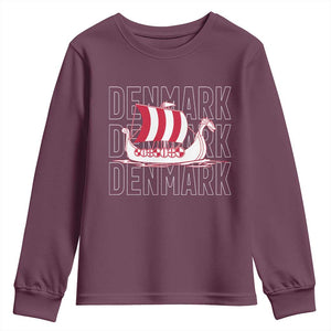 Denmark Flag Viking Ship Danes Danish Roots Dansk Denmark Youth Sweatshirt