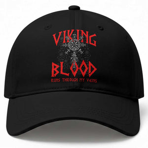 Viking Blood Runs Through My Veins Baseball Cap Compass Vegvisir Nordic Rune Celtic