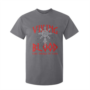 Viking Blood Runs Through My Veins T Shirt For Kid Compass Vegvisir Nordic Rune Celtic