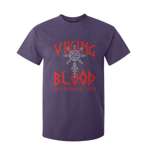 Viking Blood Runs Through My Veins T Shirt For Kid Compass Vegvisir Nordic Rune Celtic