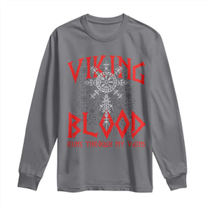 Viking Blood Runs Through My Veins Long Sleeve Shirt Compass Vegvisir Nordic Rune Celtic