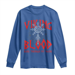 Viking Blood Runs Through My Veins Long Sleeve Shirt Compass Vegvisir Nordic Rune Celtic