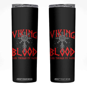 Viking Blood Runs Through My Veins Skinny Tumbler Compass Vegvisir Nordic Rune Celtic