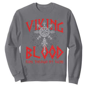 Viking Blood Runs Through My Veins Sweatshirt Compass Vegvisir Nordic Rune Celtic