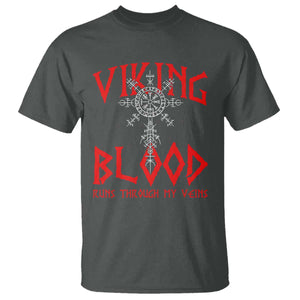 Viking Blood Runs Through My Veins T Shirt Compass Vegvisir Nordic Rune Celtic