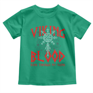Viking Blood Runs Through My Veins Toddler T Shirt Compass Vegvisir Nordic Rune Celtic