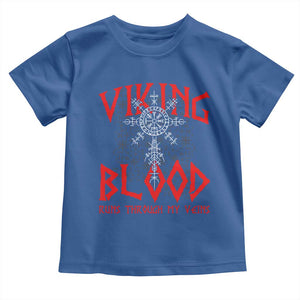 Viking Blood Runs Through My Veins Toddler T Shirt Compass Vegvisir Nordic Rune Celtic