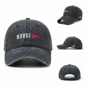 Norway Norge Norwegian Flag Graphic Washed Cotton Baseball Cap