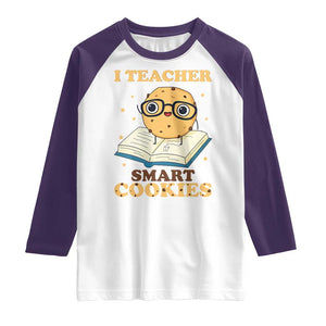 I Teach Smart Cookies Raglan Shirt Funny Teacher TS14 White Purple Print Your Wear