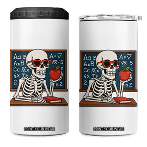 I Will Just Wait Until It Is Quite 4 in 1 Can Cooler Tumbler Funny Skeleton Teacher TS14 One Size: 16 oz White Print Your Wear