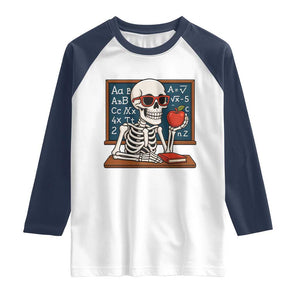 I Will Just Wait Until It Is Quite Raglan Shirt Funny Skeleton Teacher TS14 White Navy Print Your Wear