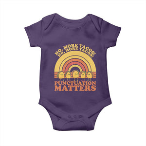 Funny Taco English Teacher Baby Onesie No More Tacos Punctuation Matters TS14 Purple Print Your Wear