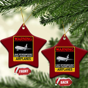 Funny Pilot Ceramic Ornament Warning May Spontaneously Talk About Airplanes TS14 Print Your Wear
