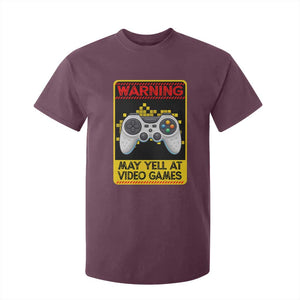 Funny Video Gamer T Shirt For Kid Warning May Yell At Video Games TS14 Maroon Print Your Wear