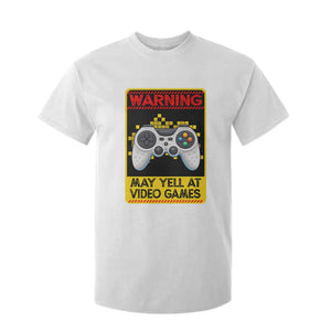 Funny Video Gamer T Shirt For Kid Warning May Yell At Video Games TS14 White Print Your Wear