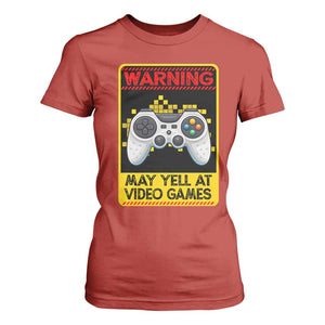 Funny Video Gamer T Shirt For Women Warning May Yell At Video Games TS14 Red Print Your Wear