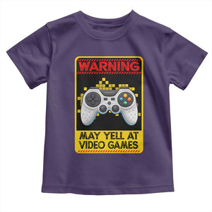 Funny Video Gamer Toddler T Shirt Warning May Yell At Video Games TS14 Purple Print Your Wear