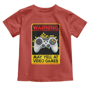 Funny Video Gamer Toddler T Shirt Warning May Yell At Video Games TS14 Red Print Your Wear